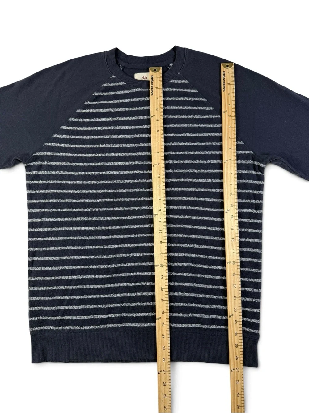 AG Adriano Goldschmied Striped Raglan Crewneck Sweater Navy Men’s Medium